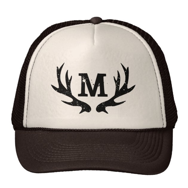 Rustic vintage hunting deer antlers trucker hat 1/1