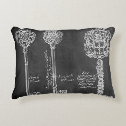 rustic vintage keys chalkboard french country accent pillow