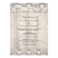 Rustic Vintage Lace & Wood Wedding Invitation 5" X 7" Invitation Card