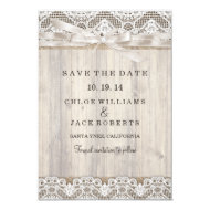 Rustic Vintage Lace & Wood Wedding Save The Date 3.5" X 5" Invitation Card
