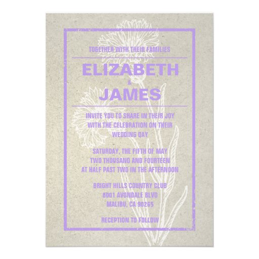 Rustic Vintage Lavender Wedding Invitations