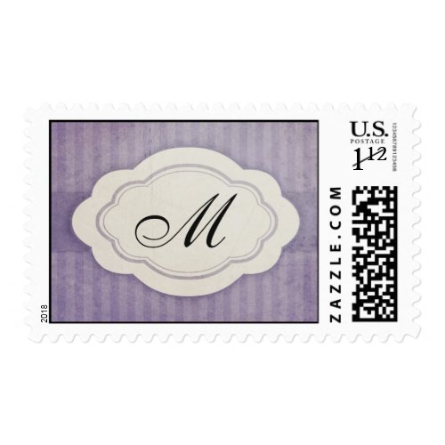 Rustic Vintage Lilac Monogram Wedding Stamps stamp