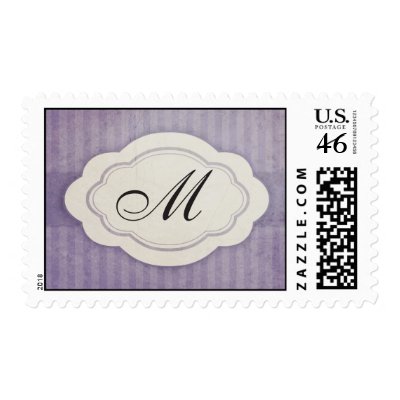 Rustic Vintage Lilac Monogram Wedding Stamps by foreverwedding