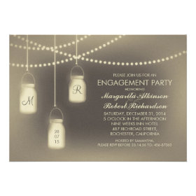 rustic vintage mason jar lights engagement party personalized invitation