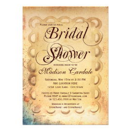 Rustic Vintage Paper Bridal Shower Invitations Personalized Announcements