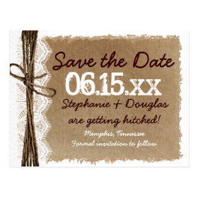 Rustic Vintage Paper Save the Date Postcards