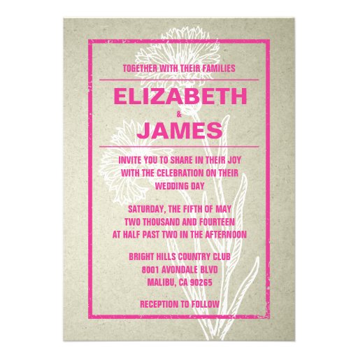 Rustic Vintage Pink And White Wedding Invitations
