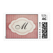 Rustic Vintage Pink Monogram Wedding Stamps