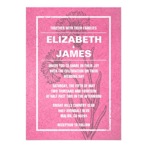 Rustic Vintage Pink Wedding Invitations