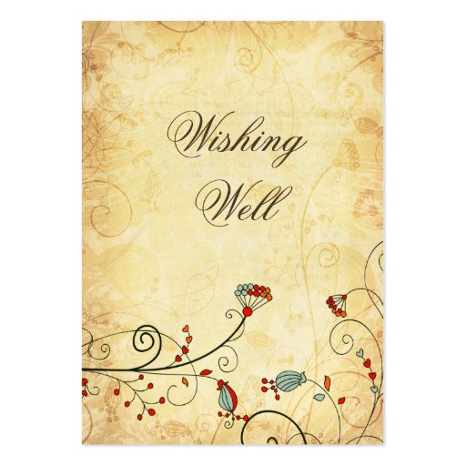 rustic vintage red floral  wishing well cards business card (front side)