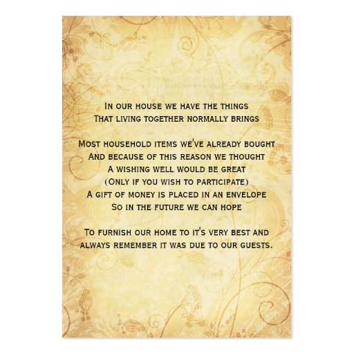 rustic vintage red floral  wishing well cards business card (back side)