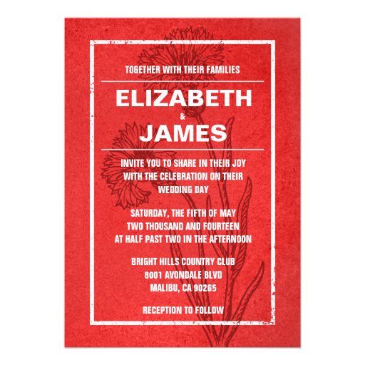 Rustic Vintage Red Wedding Invitations