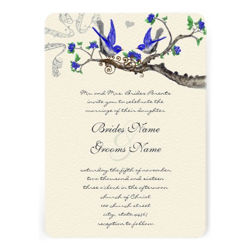 Rustic Vintage Royal Blue Wedding Invitations