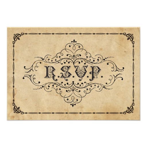 Rustic Vintage RSVP Wedding Ceremony Announcement