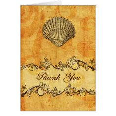 rustic, vintage ,seashell  beach thank you cards