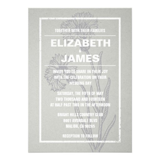 Rustic Vintage Silver Wedding Invitations