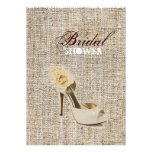 Rustic vintage stamps burlap country Bridal shower Personalized Announcements