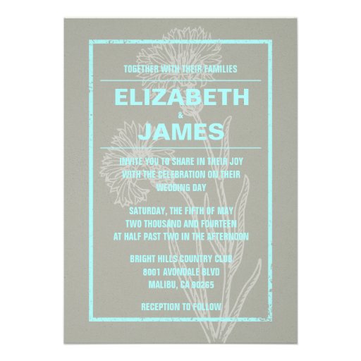 Rustic Vintage Teal Wedding Invitations