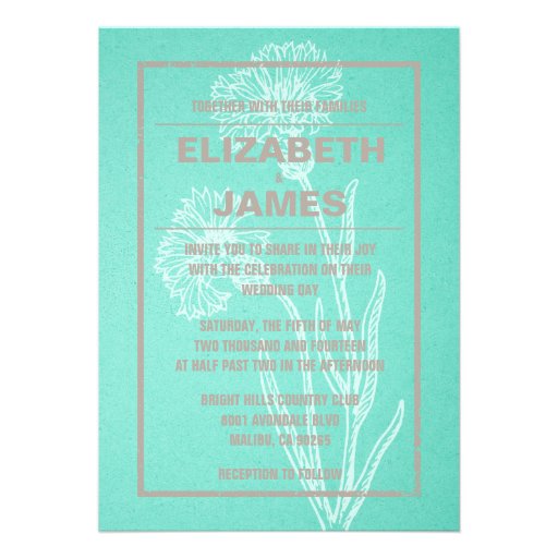 Rustic Vintage Turquoise Wedding Invitations