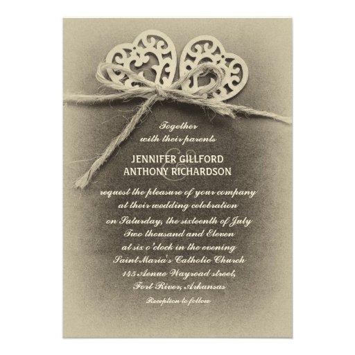rustic vintage wedding invitation