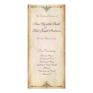 Rustic Vintage Wedding Program Rack Cards