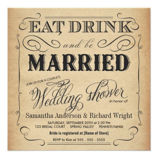 Rustic Vintage Wedding Shower Invitations