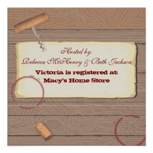 Rustic Vintage Wine Tasting Bachelorette Party Custom Invitations