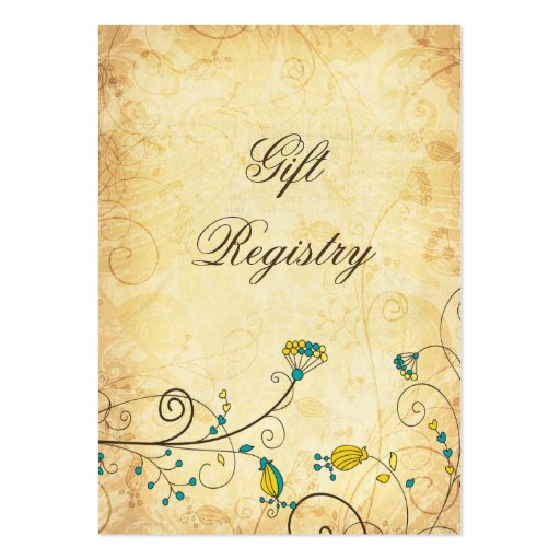 rustic vintage yellow floral Gift registry  Cards Business Card (front side)