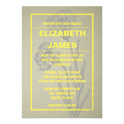 Rustic Vintage Yellow Wedding Invitations