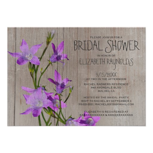 Rustic Violet Bridal Shower Invitations