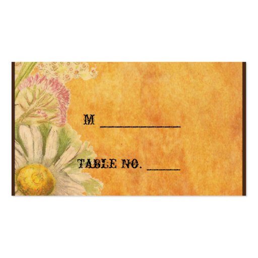 Rustic Watercolor Daisies Wedding Place Cards Business Card Templates (front side)