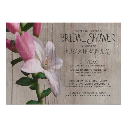 Rustic Waxflower Bridal Shower Invitations