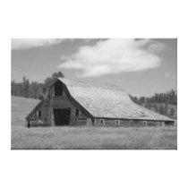 Rustic Weathered Barn Black And White Canvas