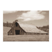 Rustic Weathered Barn Sephia Canvas