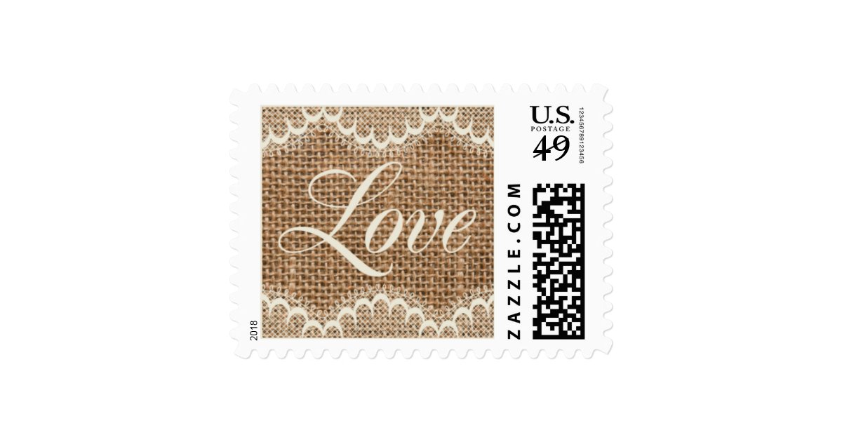 Rustic Wedding Burlap Love Stamps Zazzle