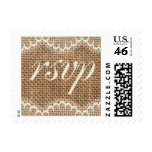 Rustic Wedding Burlap RSVP Stamps