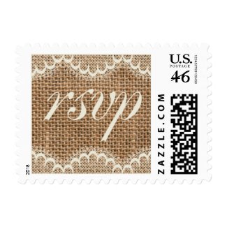 Rustic Wedding Burlap RSVP Stamps