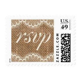 Rustic Wedding Burlap RSVP Stamps