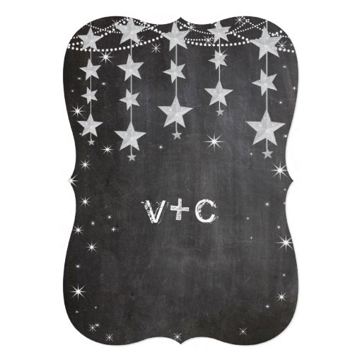 Rustic Wedding Chalkboard Under the Stars Personalized Announcements