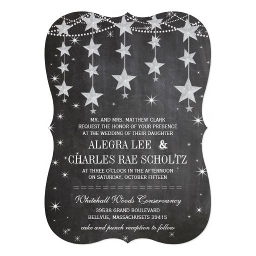 Rustic Wedding Chalkboard Under the Stars Personalized Announcements