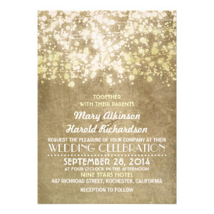 rustic wedding invitation with string lights