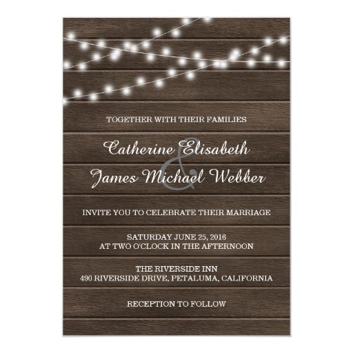 Rustic Wedding Invitation, Wood Background Card | Zazzle