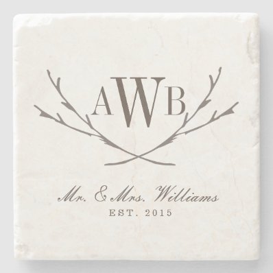 Rustic Wedding Monogram Coasters