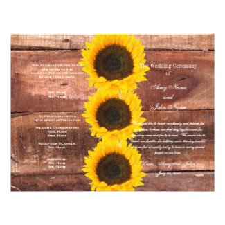 Rustic Sunflower Wedding Programs by BlissfulWedding for MonogramGallery.ca