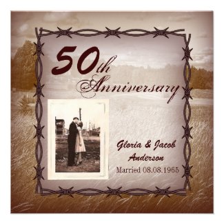 Rustic Western Country 50th Anniversary Party Personalized Announcements