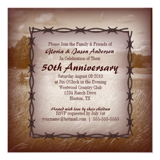 Rustic Western Country 50th Anniversary Party Personalized Announcements