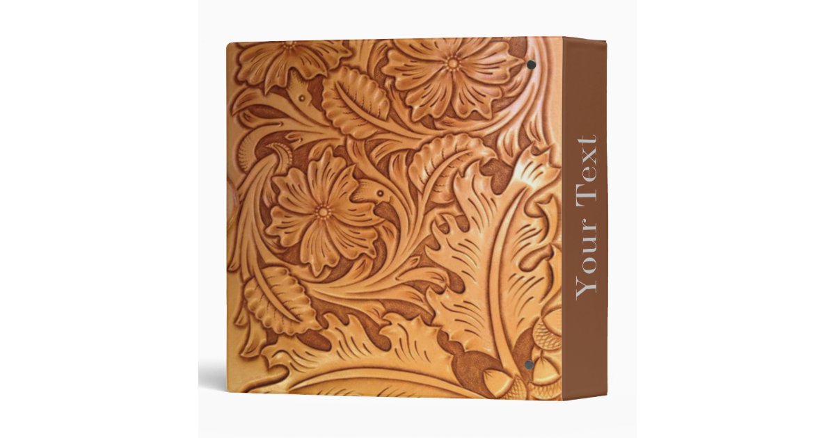 Rustic western country pattern tooled leather 3 ring binder Zazzle