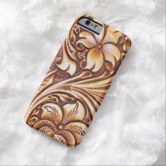 Rustic western country pattern tooled leather barely there iPhone 6 case