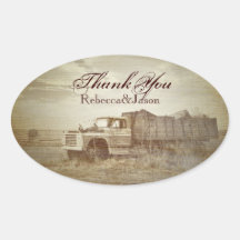 rustic western farm truck fields country thank you oval sticker