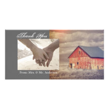 rustic western red barnhouse country thank you photo card